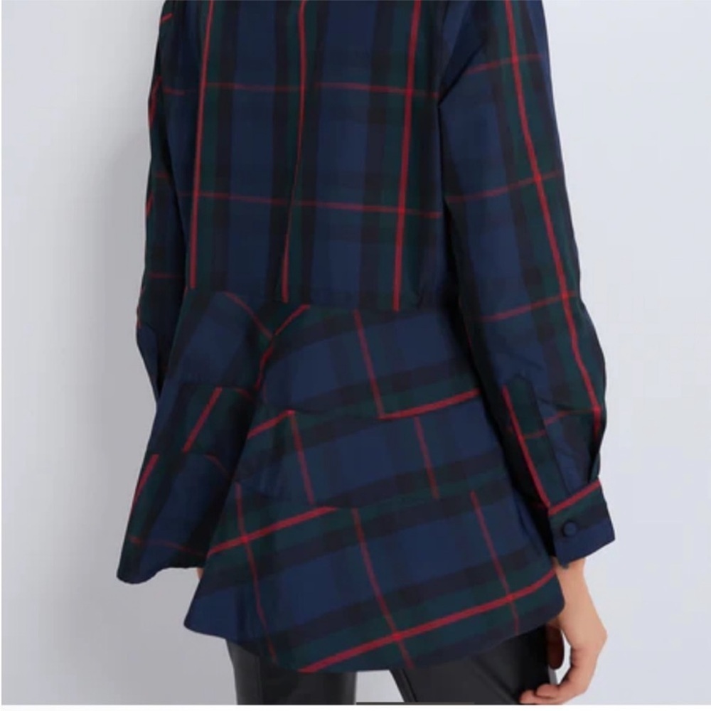 Tuckernuck POMANDER PLACE Fraser Plaid Ashlen Blouse Navy Blue Green Sz S - Picture 5 of 13